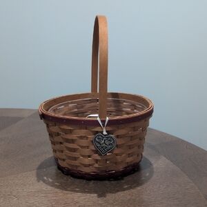 Handcrafted Brown Basket with Heart Charm